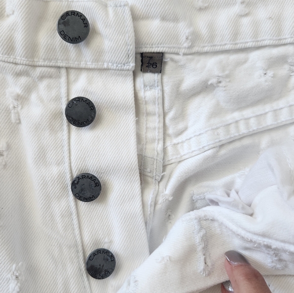 Carmar White distressed cropped Jeans sz 26 - Picture 5 of 6